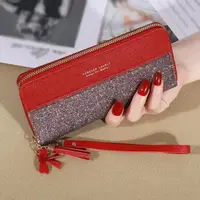Женский бордовый кошелек на молнии код 483