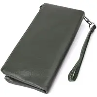 Красивий шкіряний гаманець на три відділення ST Leather 23110 Зелений