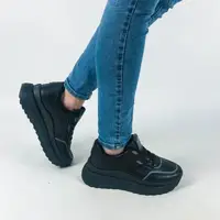 Кроссовки женские на платформе черные из эко кожи 41