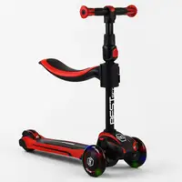 Самокат триколісний Best Scooter MAXI З СИДІННЯМ, колеса PU зі світлом. Red and black (102923)