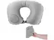 Надувная подушка со встроенной помпой Travel Neck Pillow Серая
