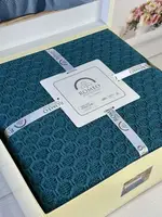 Zeynep petrol вязаный акриловый плед. Romeo Home Турция.
