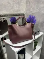 Темна пудра-капучино - натуральний замш — Lady Bags - стильна сумка на три відділення — фурнітура золото — топ (2049-1)