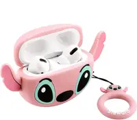 Чехол для AirPods Pro 2/ 1 - Стич 3D Розовый (pink), силиконовый