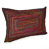 Подушка интерьерная с мешковины Рожева прямокутна вишивка 45x32 см (43PHB_ERA006)