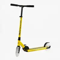 Самокат двухколесный Best Scooter, PU колеса, передние колеса 145 мм, диски колес, дека, вилка со светом. Yellow (150271)