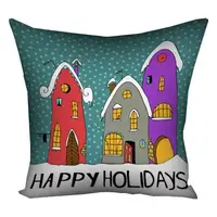 Подушка c принтом габардиновая Happy holidays 50x50 (5P_17NG040)