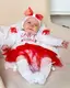 Праздничный комплект для девочки 3 в 1 боди с юбкой и повязкой Joy to the world