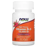 Витамины и минералы NOW Vitamin D3 10 000 IU, 120 капсул