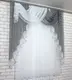 Кухонная (150х170см.) занавесь, ламбрекен и тюль. Цвет графитовый с белым. Код 067к