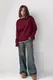 Жіночий лонгслів oversize з контрастною окантовкою по краях - бордо цвет, S