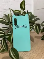 Силиконовый чехол для Samsung Galaxy А50 - 3D Cat (Кот с усами), Ментоловый