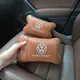 Набор подушек 2шт для автомобиля Volkswagen из натуральной коричневой кожи. Подушки на подголовник