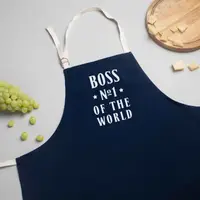 Фартук "Boss №1 of the world", Синий, английский