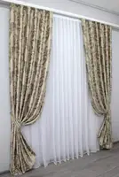 Комплект (2шт. 1х2,7м.) штор, з тканини блекаут-софт, колекція "Лілія". Колір бежевий з кавовим. Код 074ш (Б) 31-267