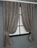 Комплект (2шт. 1,3х1,7м.) коротких штор, льон мармур колекція "Pavliani". Колір коричнево-сірий. Код 1373ш 35-0057