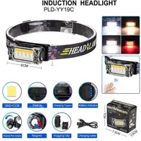 Фонарь налобный YY-19C-5SMD+COB white+yellow+red Motion Sensor, Мощный светодиодный фонарик на голову