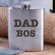 Фляга стальная "Dad boss", английский, Деревянная подарочная коробка с гравировкой, 210 мл