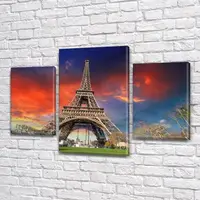Модульные картины триптих, на Холсте нат., 80х120 см, (55x35-2/80x45)