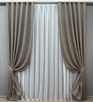Комплект штор (2шт. 1,5х2,7м.) колекція "Льон Мішковина". Колір сірий. Код 1769ш 33-0729