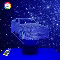 3D ночник "Автомобиль 44" (УВЕЛИЧЕННОЕ ИЗОБРАЖЕНИЕ)+ пульт ДУ+ батарейки (3ААА)  3DTOYSLAMP