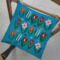Подушка на стул с завязками, садовый текстиль Весна червона 40x40x4 см
