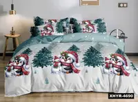 Новогоднее постельное бельё фланель Royal Dream байка Новогодние пингвины Семейный