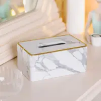 Салфетница из эко кожи 25х13,5х10 см для кафе и ресторанов Белый мрамор HP-3-202