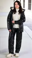 Костюм женский зимний черный куртка и штаны П1080