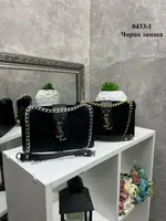 Черный - фурн. серебро - молодежный изысканный каркасный стильный клатч на цепочке под клапаном (0433-1)