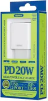 Зарядний пристрій USB Remax Surie Series PD QC Fast Charger RP-U68-White 20 Вт білий