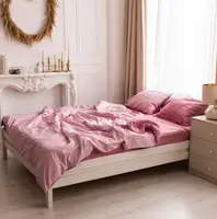Постільна білизна євро Dushka Home Страйп сатин 20518 200х220 см світло-рожева