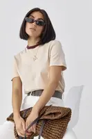 Футболка Crep із контрастною горловиною - бежевий цвет, L