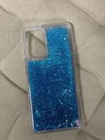Силіконовий чохол для Samsung Galaxy A52 - Liquid hearts з блискітками, Синій