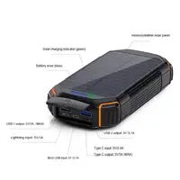 УМБ Solar power bank 20000mAh PN-W23 IPX4 |2USB/Type-C/lightning, 15W/3A, Qi|