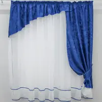 Кухонный комплект, шторка с гардиной, (1,45х1,7м.). Цвет синий. е924