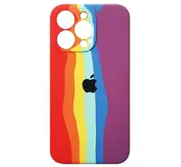 Силиконовый чехол для iPhone 13 Pro - Rainbow, Разноцветный / Красный