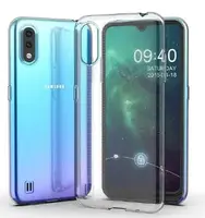 Силиконовый чехол для Samsung Galaxy A01 - Прозрачный (с заглушками)