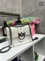 Білий - хутряний клатчик Тедді в поєднанні з екошкірою — каркасний стильний клатч із птахами, на магнітах (0298-9)