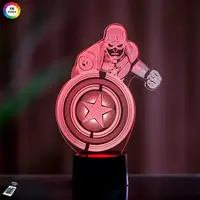 3D ночник "Капитан Америка 2" (УВЕЛИЧЕННОЕ ИЗОБРАЖЕНИЕ) +пульт ДУ+сетевой адаптер+батарейки (3ААА)  3DTOYSLAMP