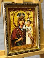Ікона з бурштину Богородиця з Дитям і-243 (пара з Ісус Христос і-244) Гранд Презент 15*20