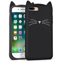 Силиконовый чехол для iPhone 8 Plus / 7 Plus - 3D Cat (Кот с усами), Черный