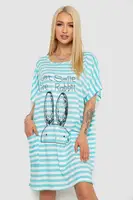 Ночная рубашка в полоску, цвет бирюзово-белый, 238R15022