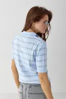 Смугасте поло в кіску - блакитний колір, ONE SIZE