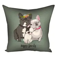 Подушка c принтом габардиновая Happy family 50x50 (5P_DOG020)