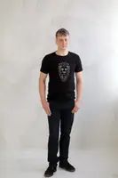 Футболка чоловіча Casual з принтом Лев чорного кольору
