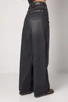 Джинси жіночі wide leg з високою талією - чорний колір, 36р