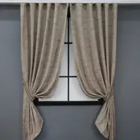 Комплект (2шт. 1,35х1,9м.) коротких штор из ткани бархат коллекция "Афина" . Цвет бежевый. Код 1323ш 35-0147