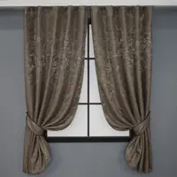 Комплект (2шт. 1,3х1,7м.) коротких штор, лен мрамор коллекция "Pavliani". Цвет какао. Код 1372ш 35-0062