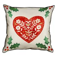 Подушка с мешковины Цветочное сердце 45x45 см (45PHB_23NG011)